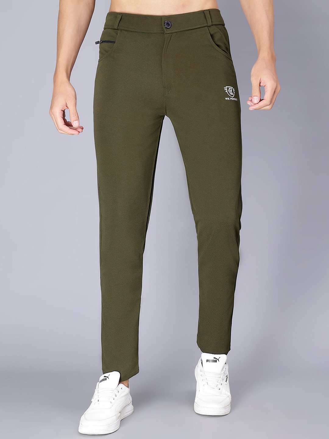 

WE PERFECT Men Relaxed Mid-Rise Regular Trouser, Olive