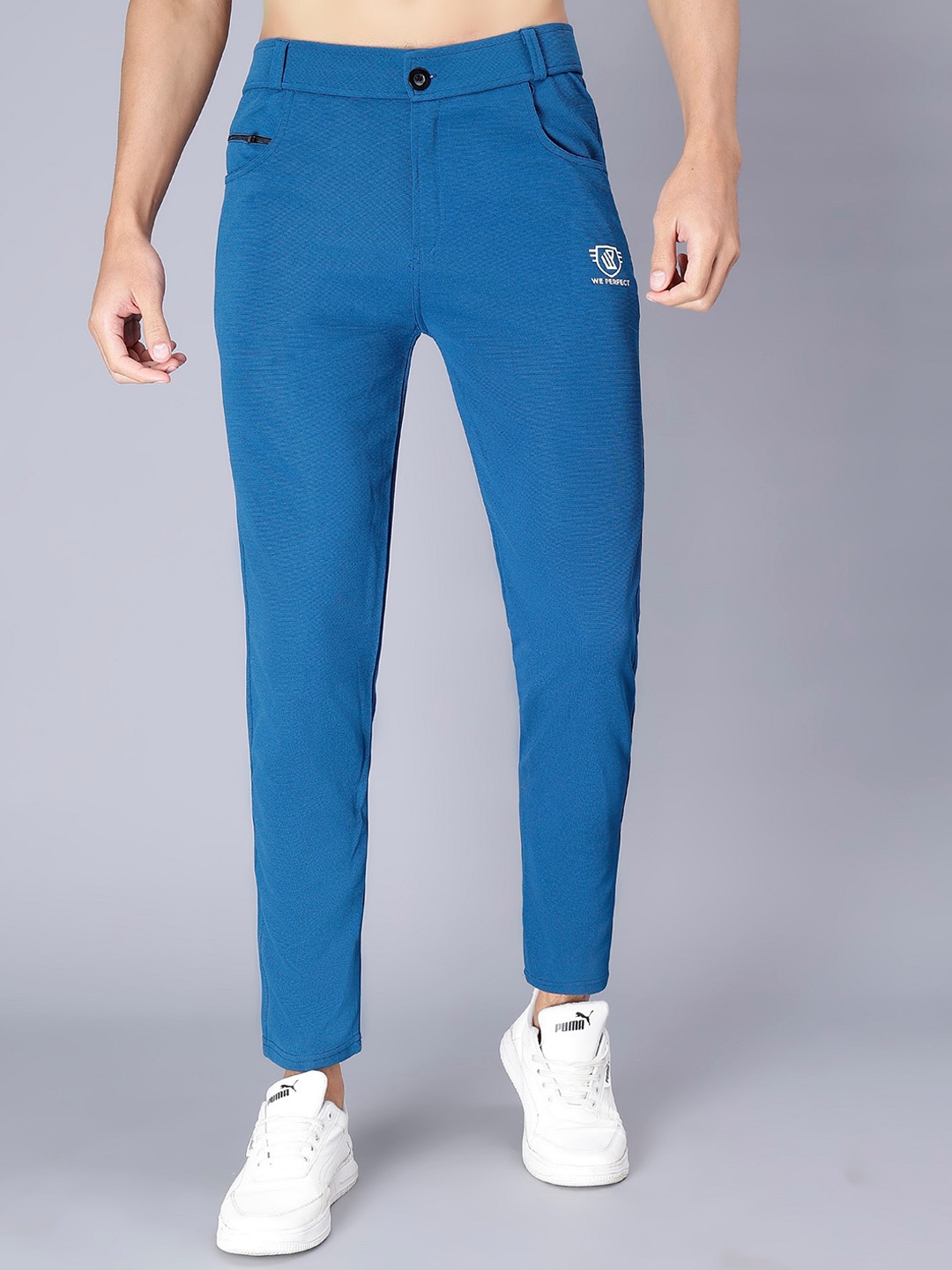 

WE PERFECT Men Relaxed Mid-Rise Regular Trouser, Blue