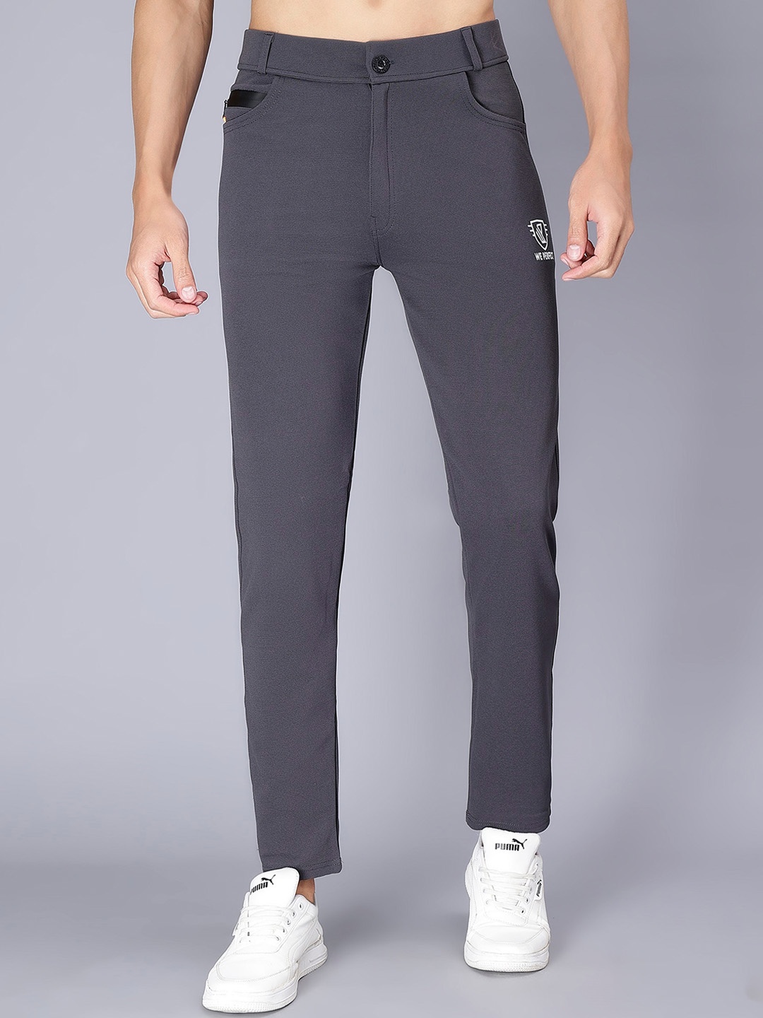 

WE PERFECT Men Relaxed Mid-Rise Regular Trouser, Grey