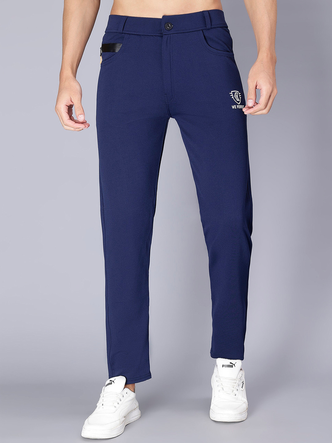 

WE PERFECT Men Relaxed Mid-Rise Regular Trouser, Navy blue