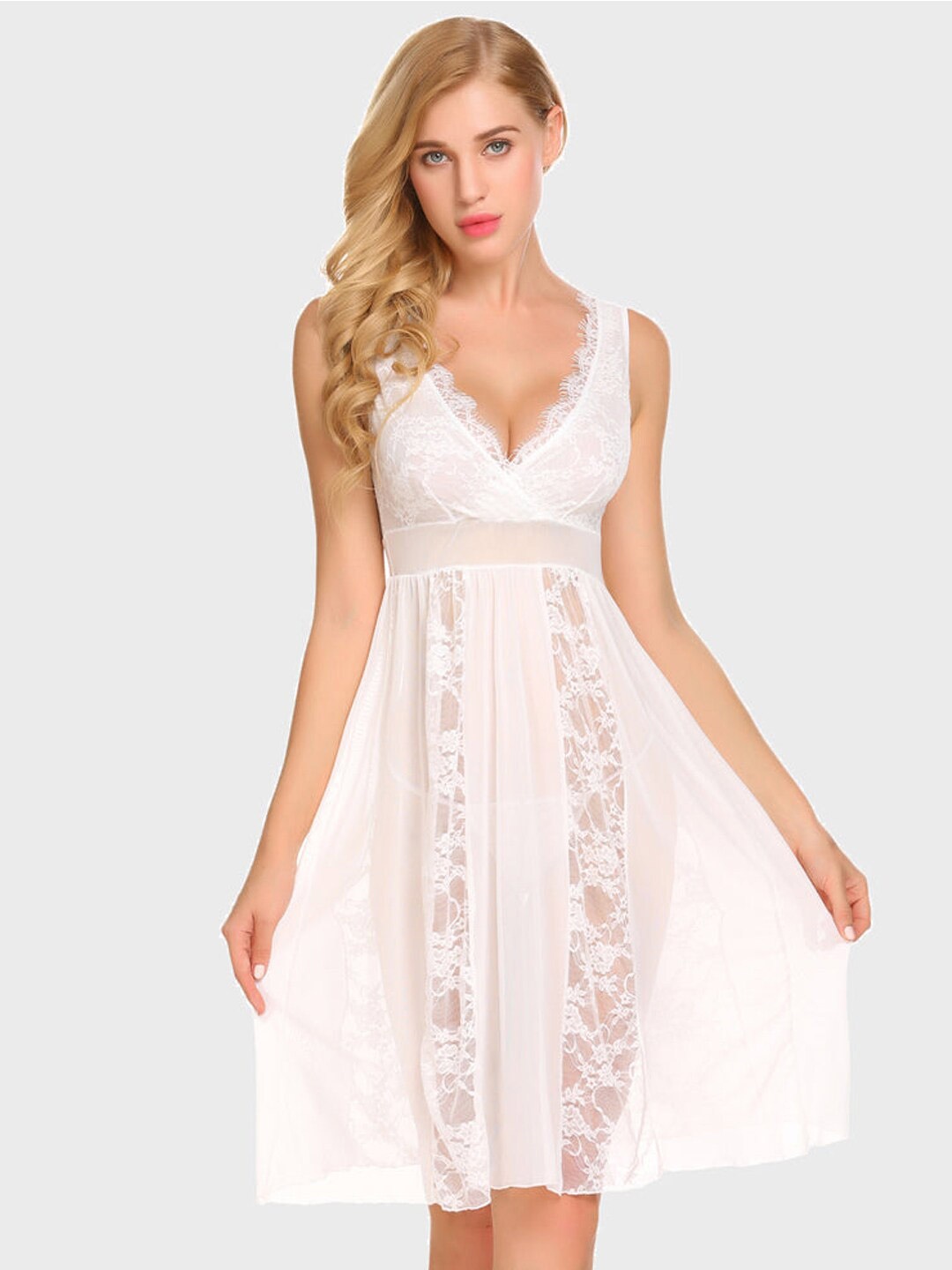 

Xivir Floral Self Design Baby Doll, White