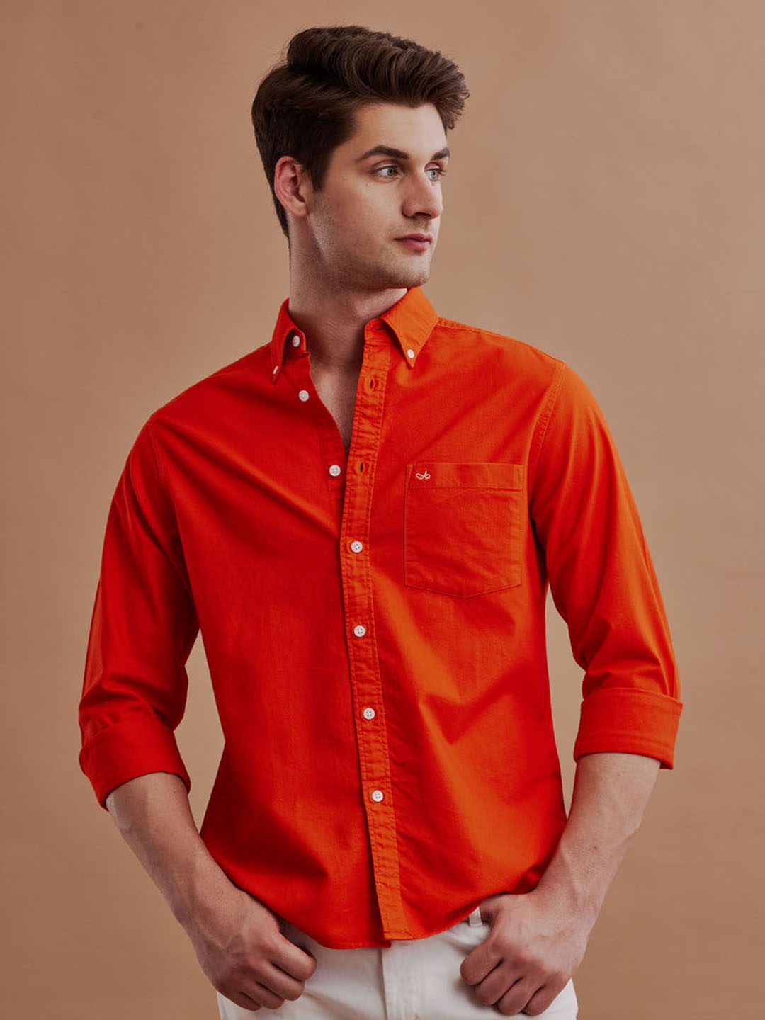 

Aldeno Men Comfort Opaque Casual Shirt, Orange