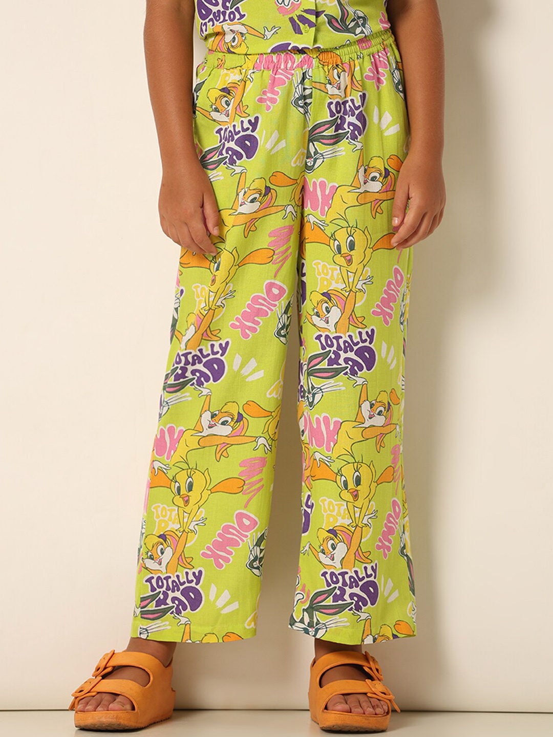 

Vero Moda Girls Floral Printed Mid-Rise Cotton Trousers, Green
