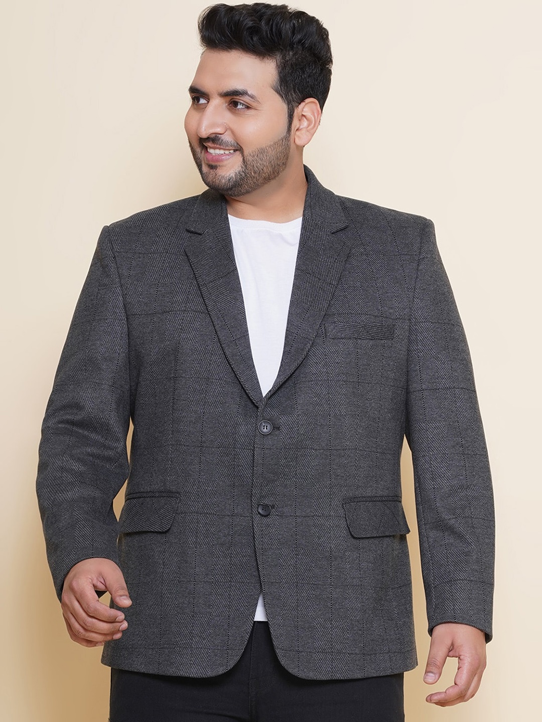 

John Pride Plus Size Single Breasted Casual Blazer, Black