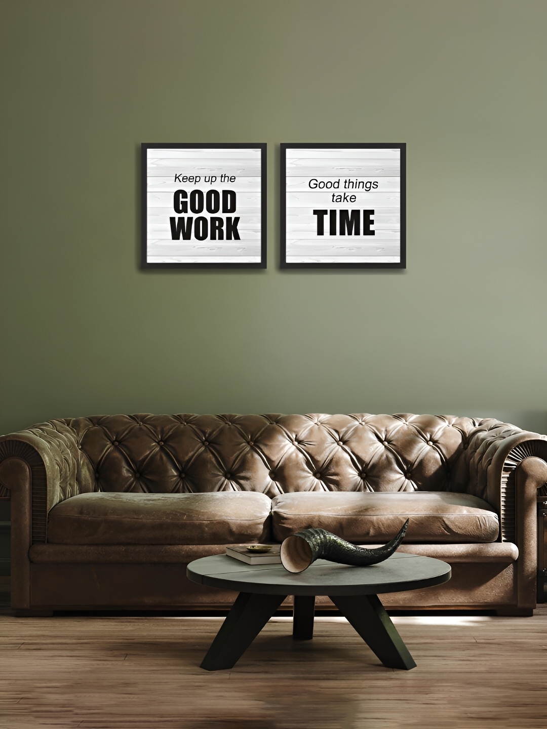 

MITHILA Handicrafts Black & White 2 Pieces Motivational Thoughts Wall Art