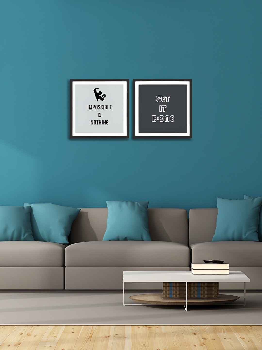 

MITHILA Handicrafts Black & White 2 Pieces Motivational Thoughts Wall Art