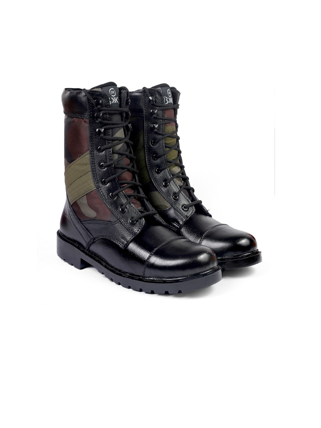 

Bxxy Men Printed Leather Army Boots, Black