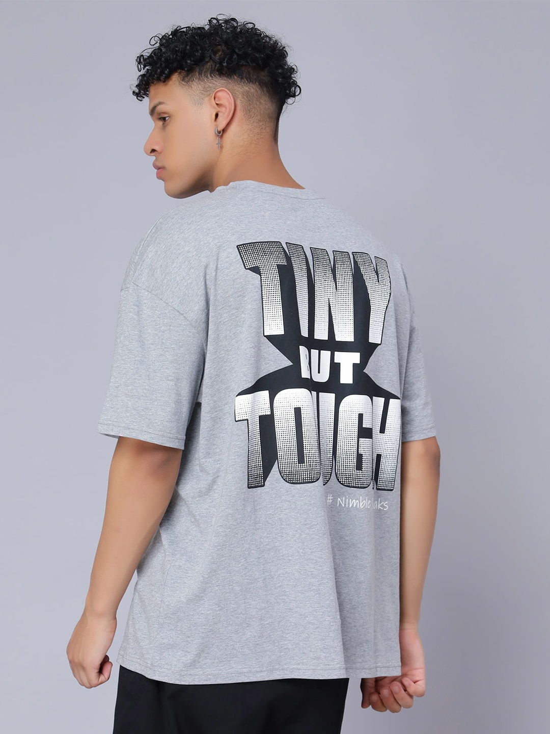 

Nimble Typography Printed Abzorb Cotton T-shirt, Grey
