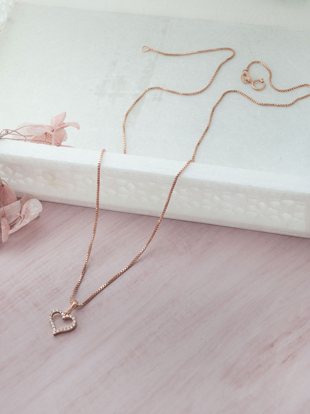 

MANNASH 925 Sterling Silver Rose Gold-Plated CZ Studded Pendant