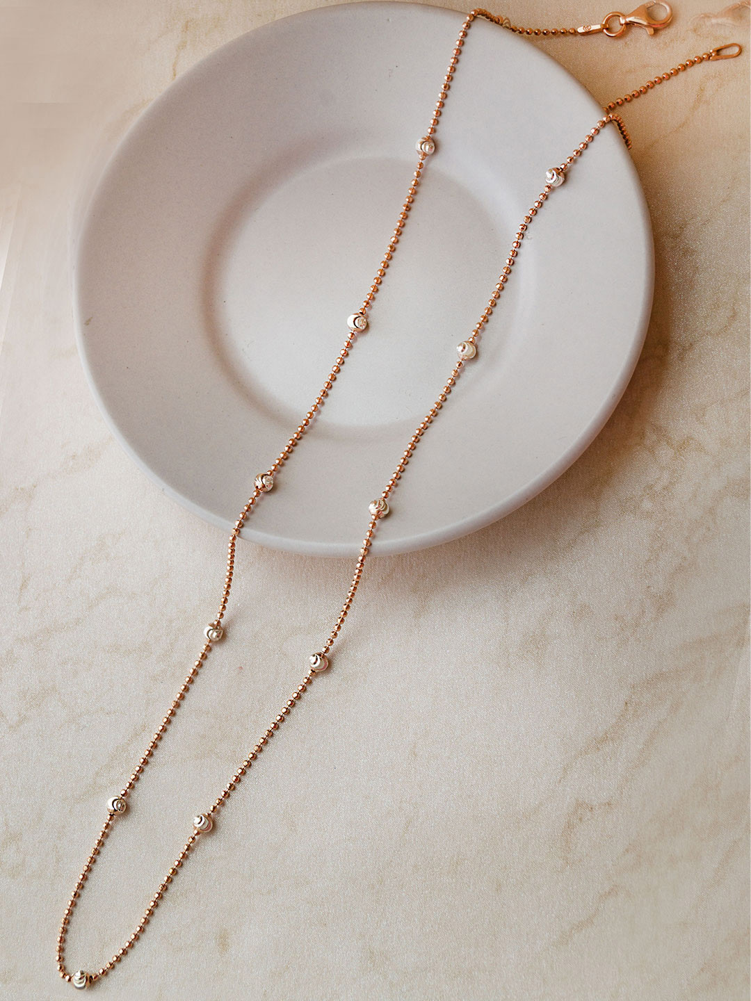 

MANNASH Sterling Silver Cubic Zirconia Rose Gold Plated Chain
