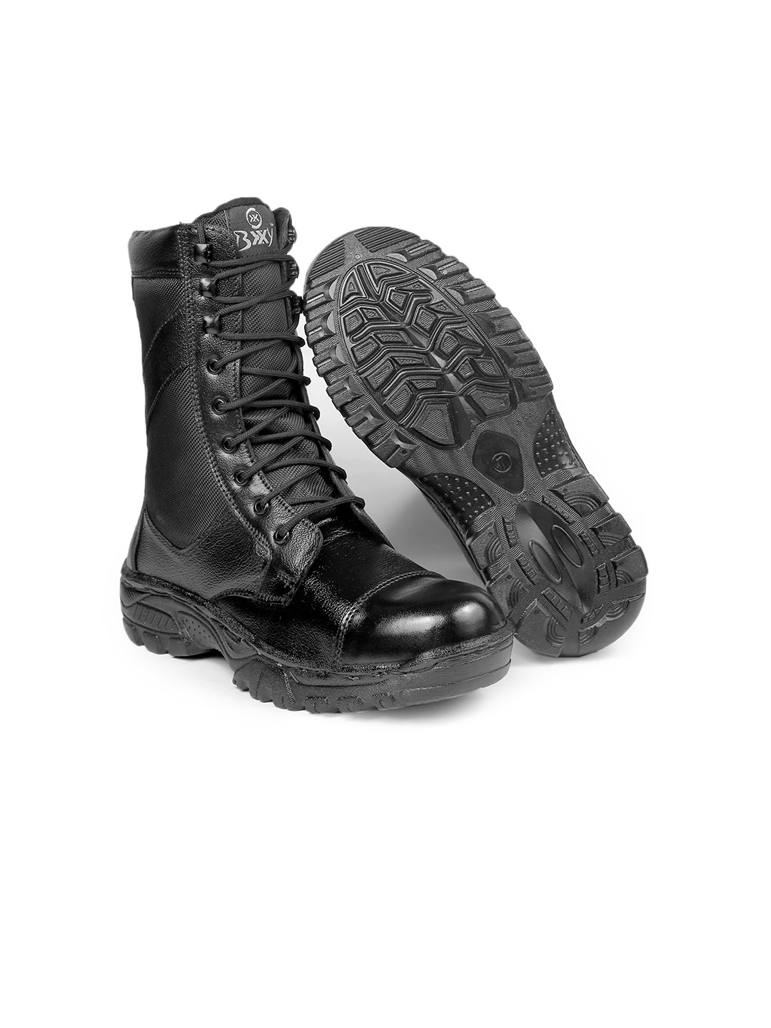 

Bxxy Men Textured Leather Army Boots, Black