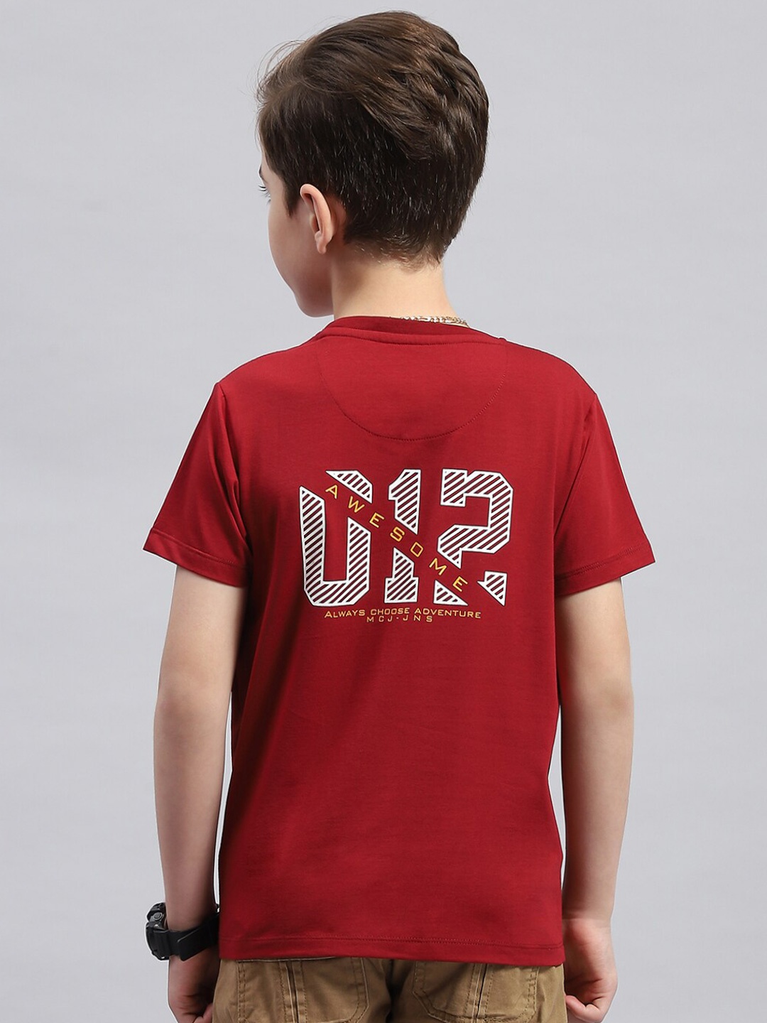 

Monte Carlo Boys Typography Printed Round Neck Cotton T-shirt, Red