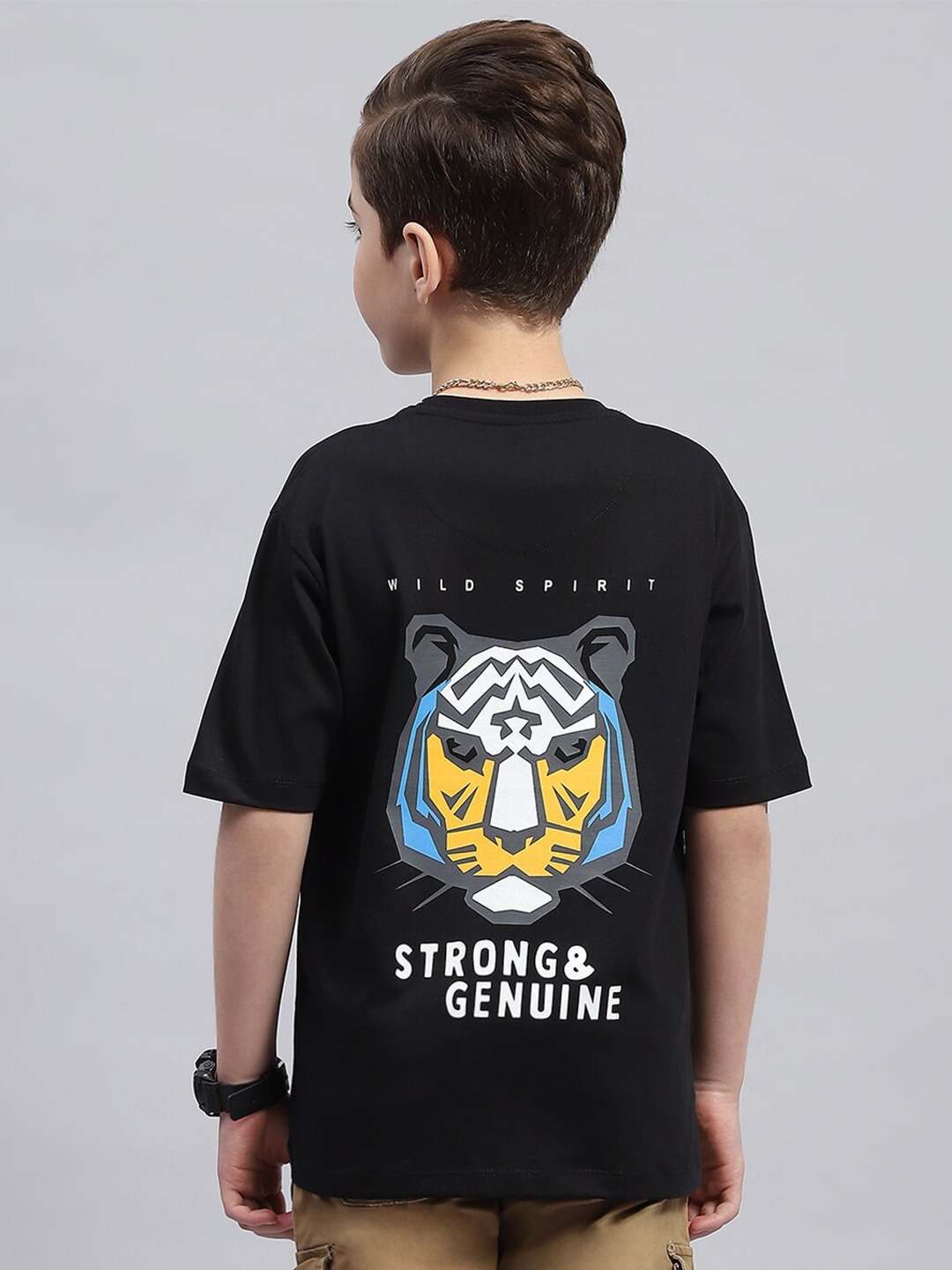 

Monte Carlo Boys Graphic Printed Round Neck Cotton T-shirt, Black