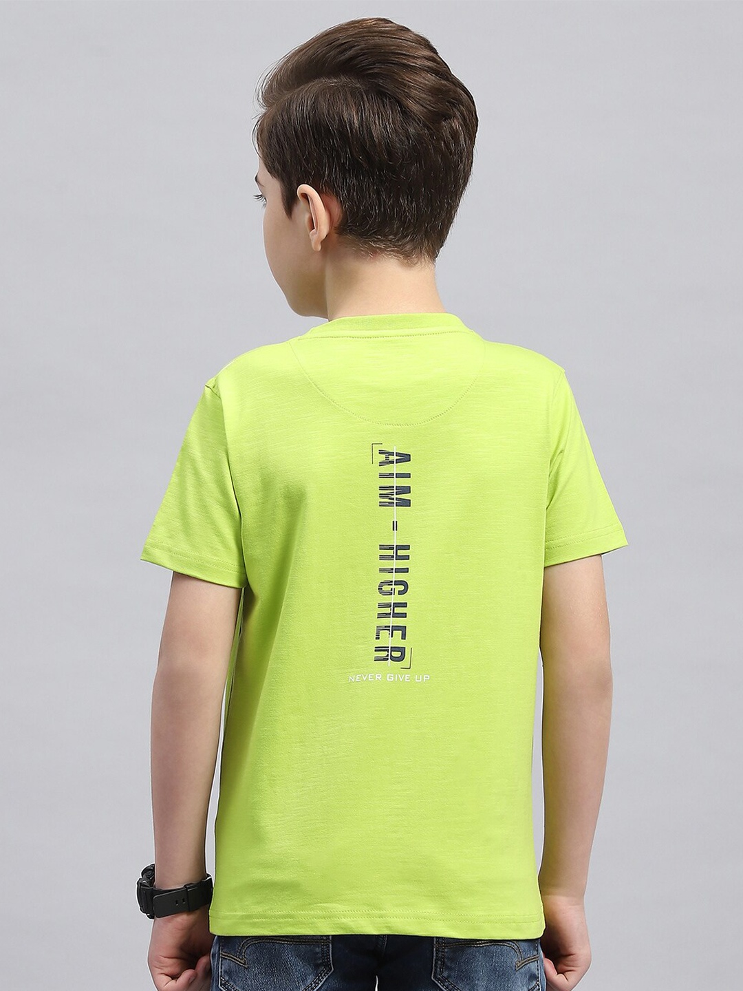 

Monte Carlo Boys Typography Printed Round Neck Cotton T-shirt, Green