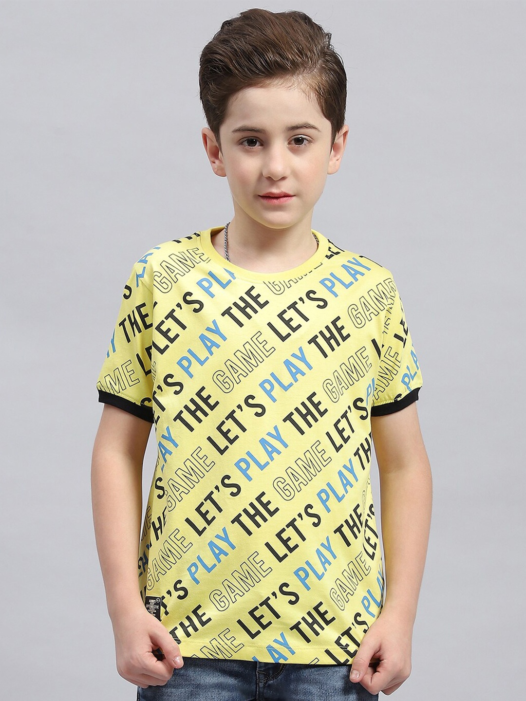 

Monte Carlo Boys Typography Printed Short Sleeves Cotton T-shirt, Yellow