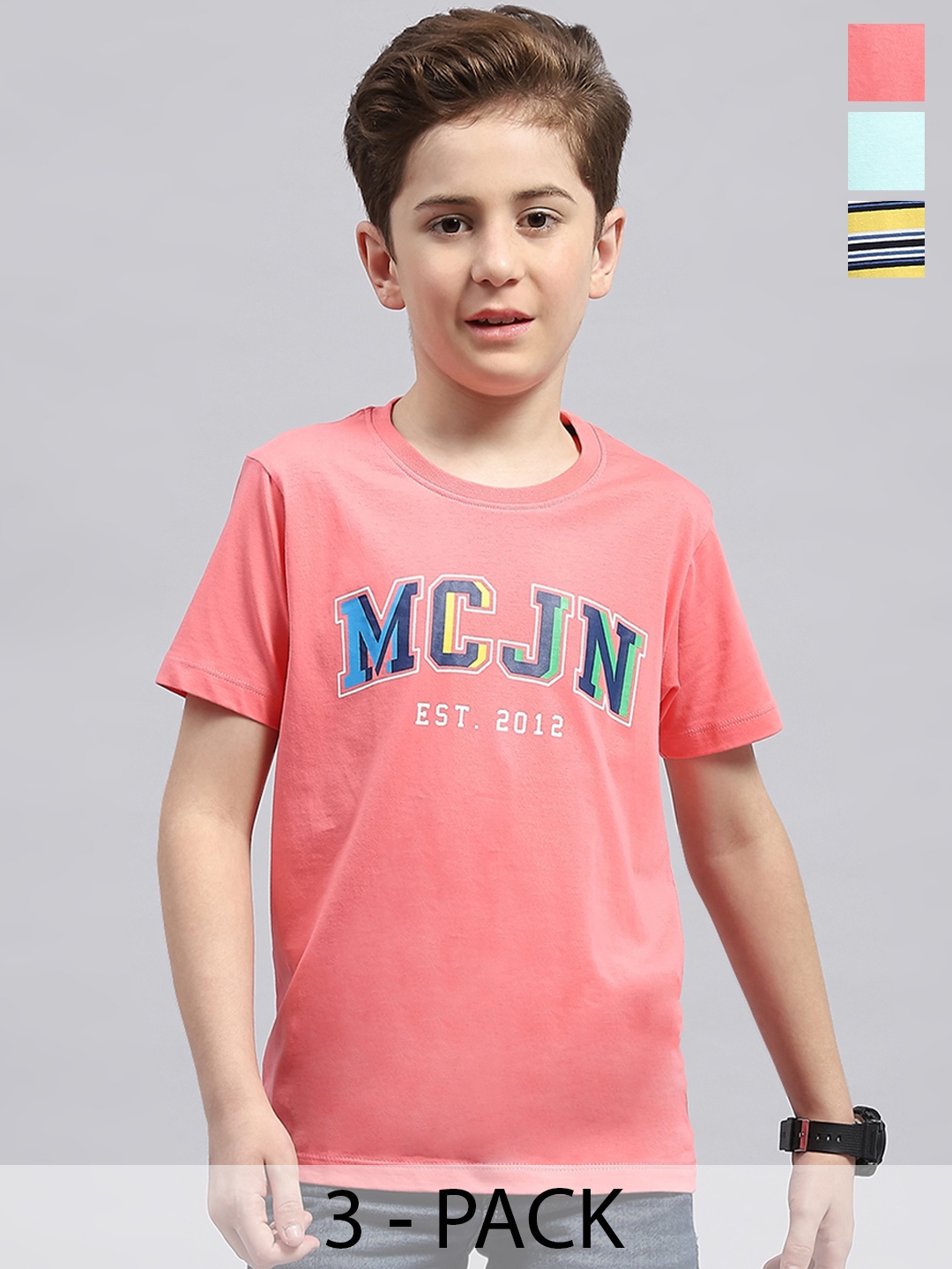 

Monte Carlo Boys 3 Striped Applique T-shirt, Multi