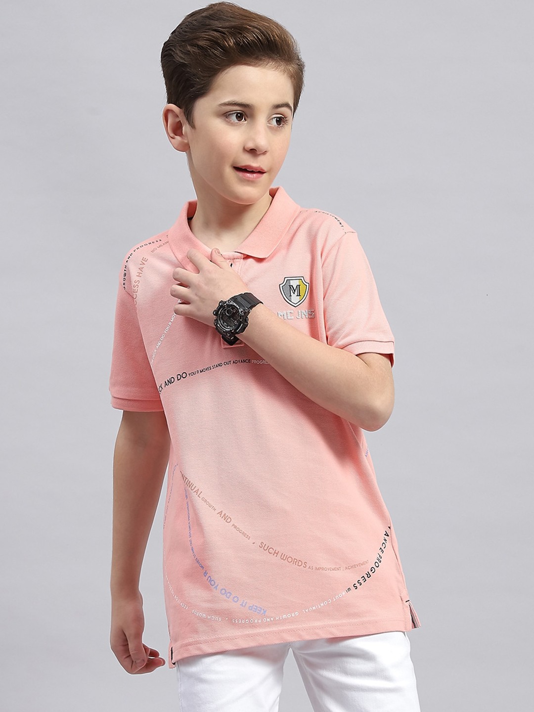 

Monte Carlo Boys Polo Collar Cotton T-shirt, Pink