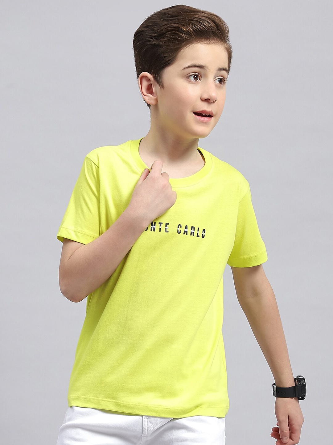 

Monte Carlo Boys Typography Printed Round Neck Cotton T-shirt, Pink