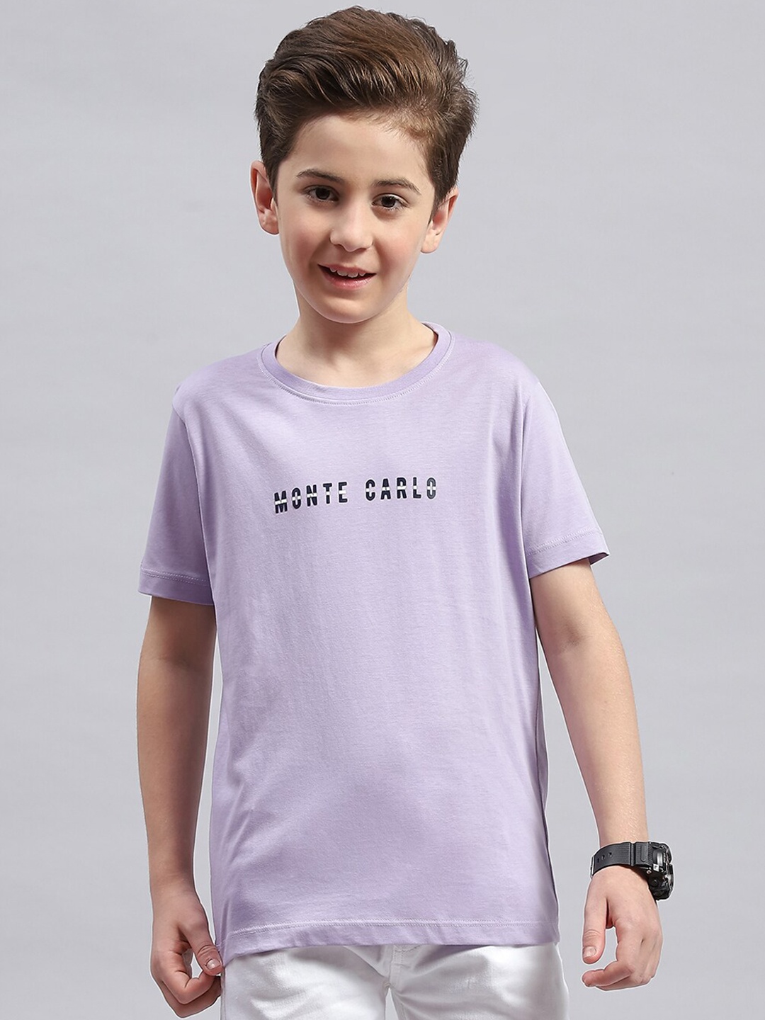 

Monte Carlo Boys Typography Printed Round Neck Cotton T-shirt, Turquoise blue