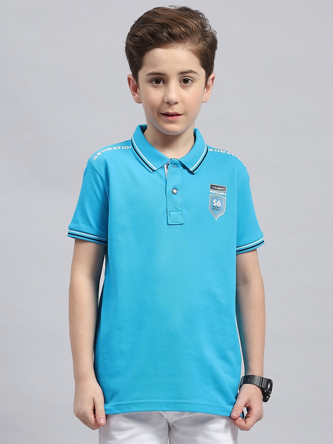 

Monte Carlo Boys Polo Collar Cotton T-shirt, Turquoise blue
