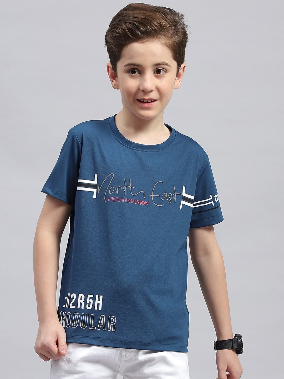 

Monte Carlo Boys Typography Printed Round Neck Cotton T-shirt, Turquoise blue