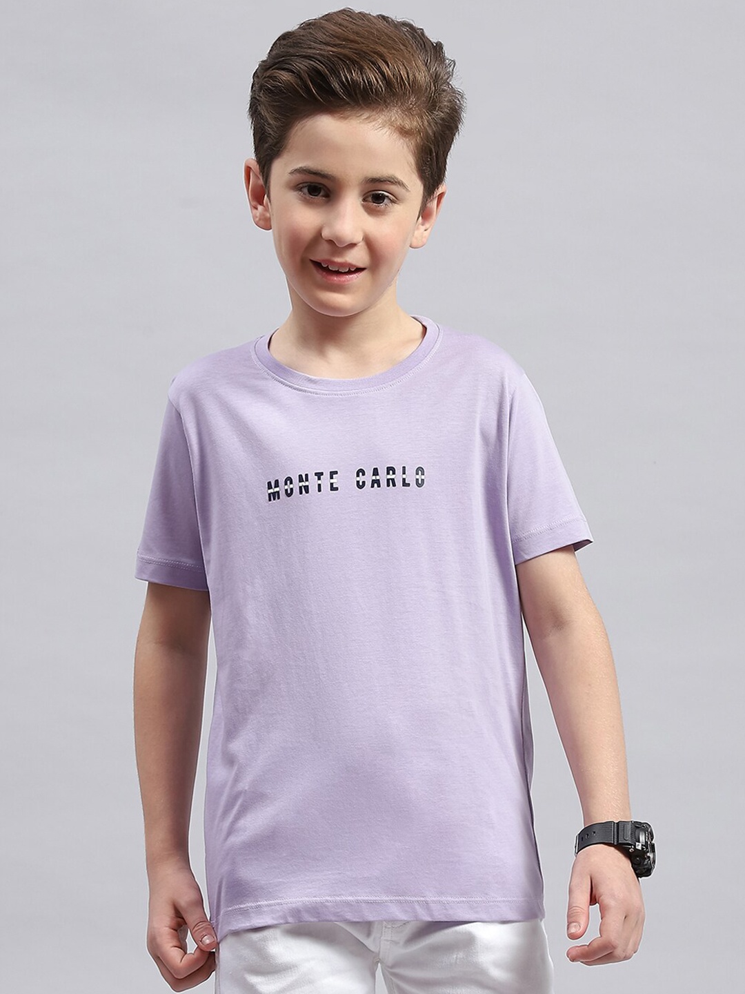 

Monte Carlo Boys Typography Printed Round Neck Cotton T-shirt, Turquoise blue