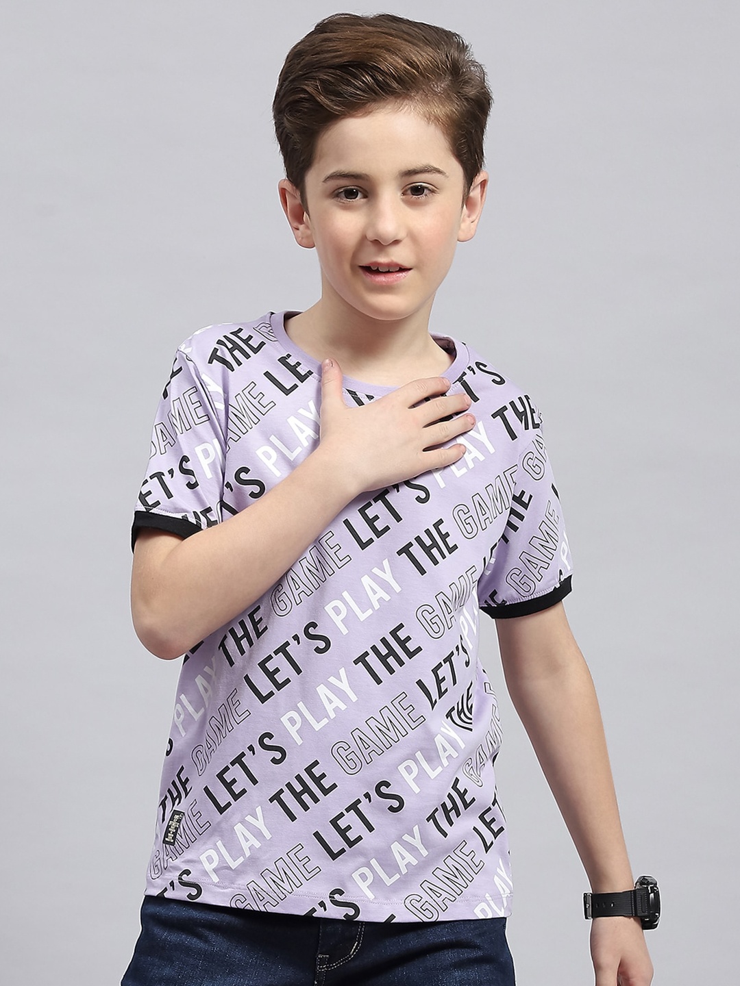

Monte Carlo Boys Typography Printed Round Neck Cotton T shirt, Turquoise blue