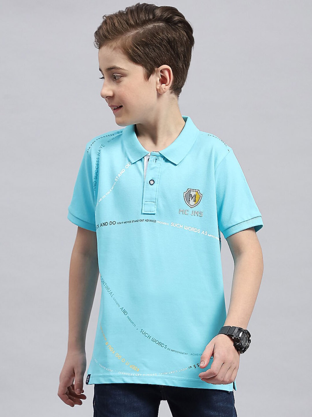 

Monte Carlo Boys Polo Collar Cotton T-shirt, Green