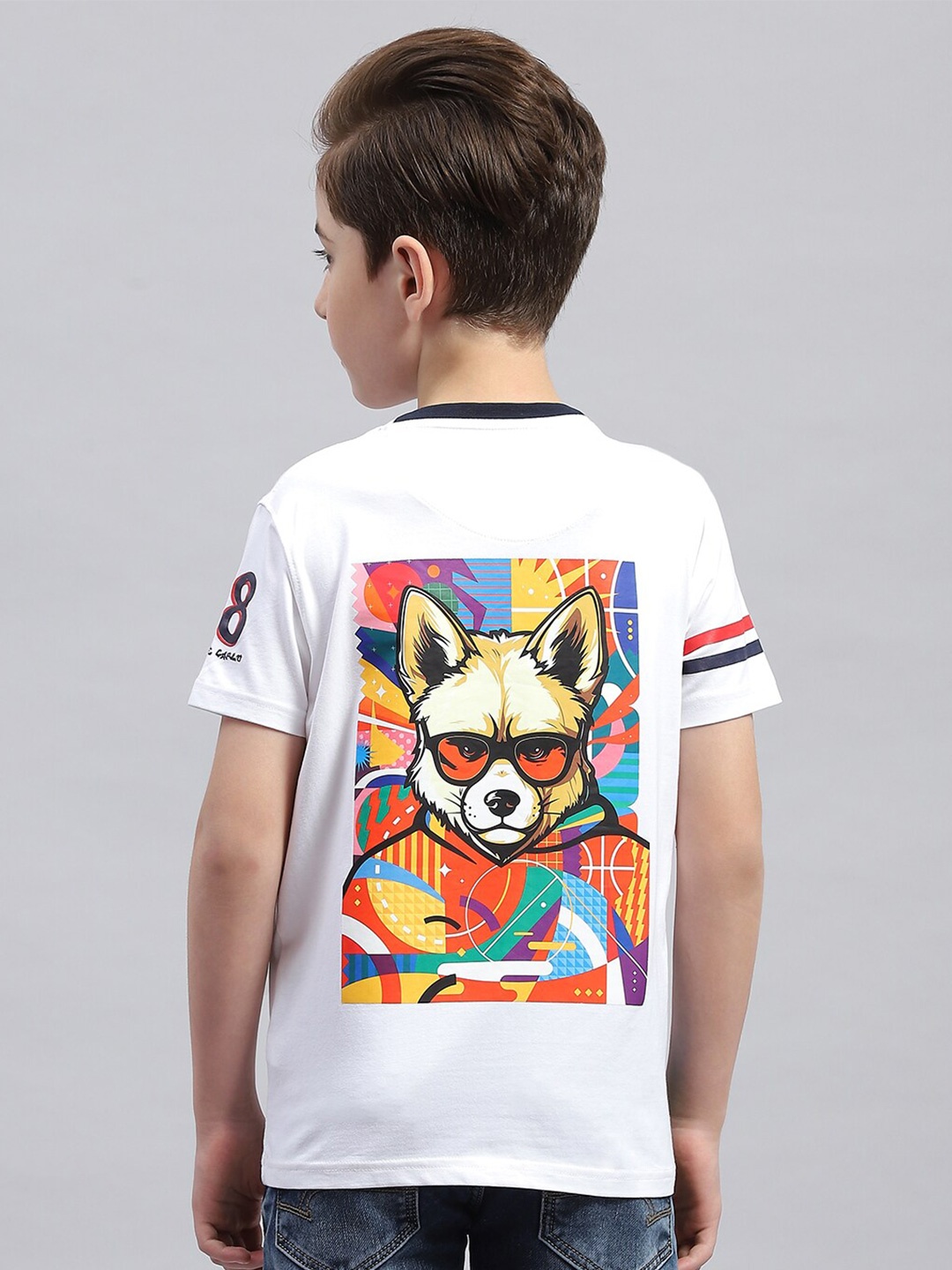 

Monte Carlo Boys Graphic Printed Round Neck Cotton T-shirt, White