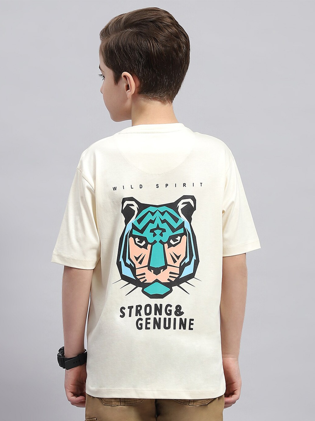 

Monte Carlo Boys Graphic Printed Cotton T-shirt, Off white