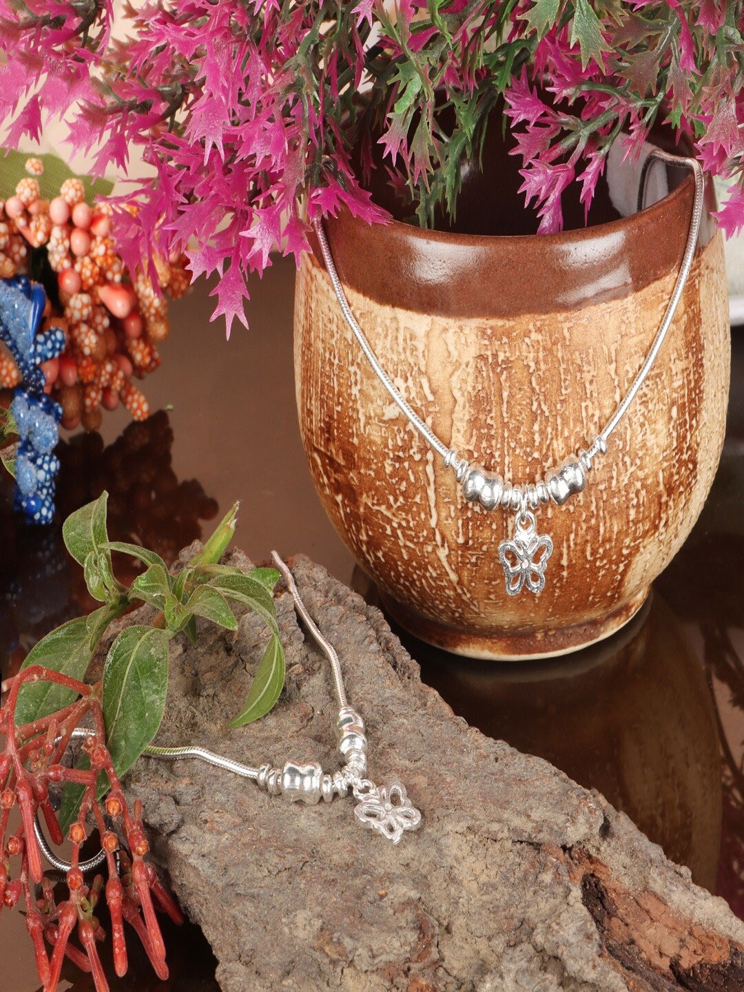 

Silver Chest 925 Sterling Silver Butterfly Charm Anklet