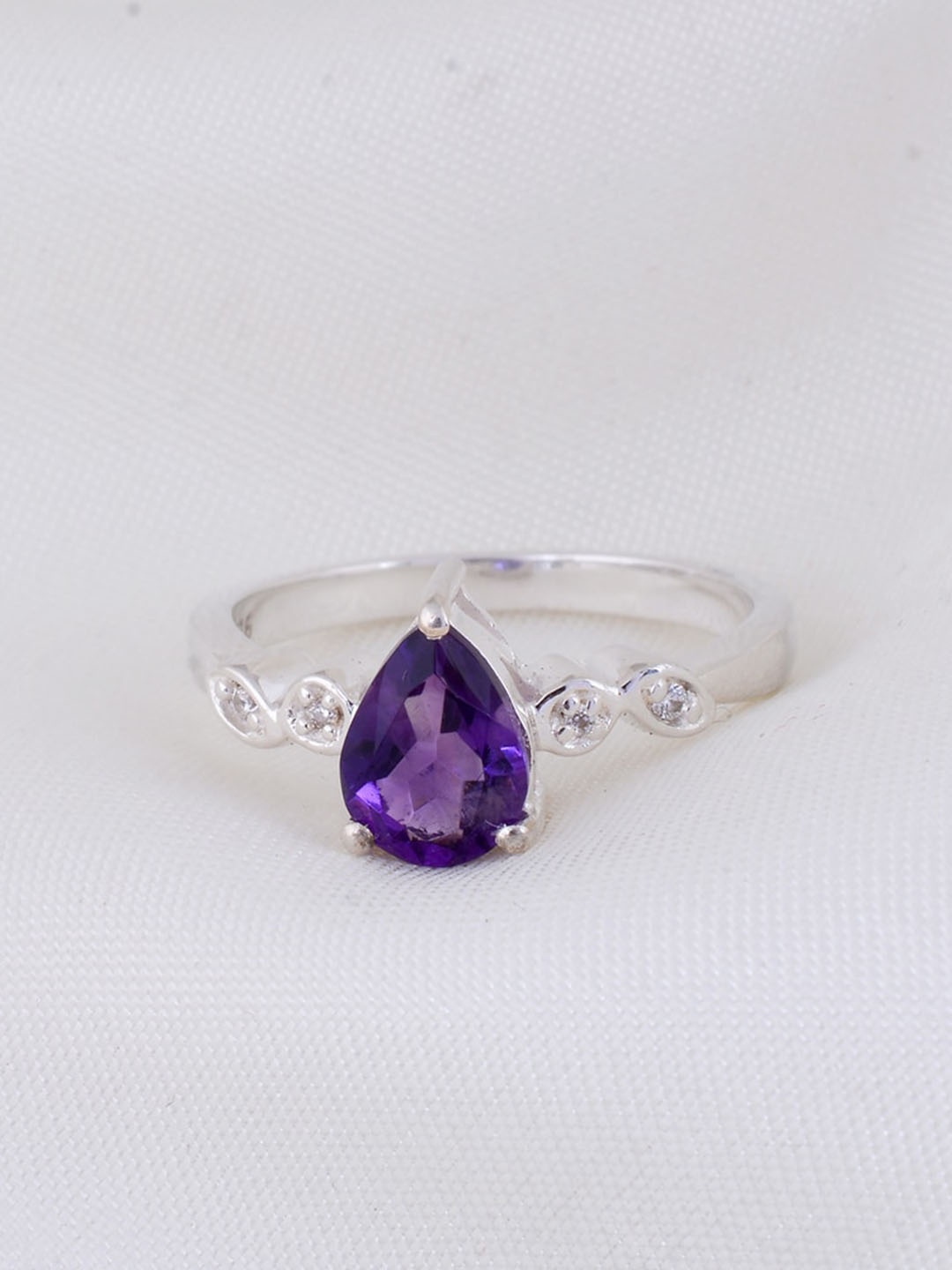 

HIFLYER JEWELS 925 Sterling Silver Stone Studded Finger Ring, Purple