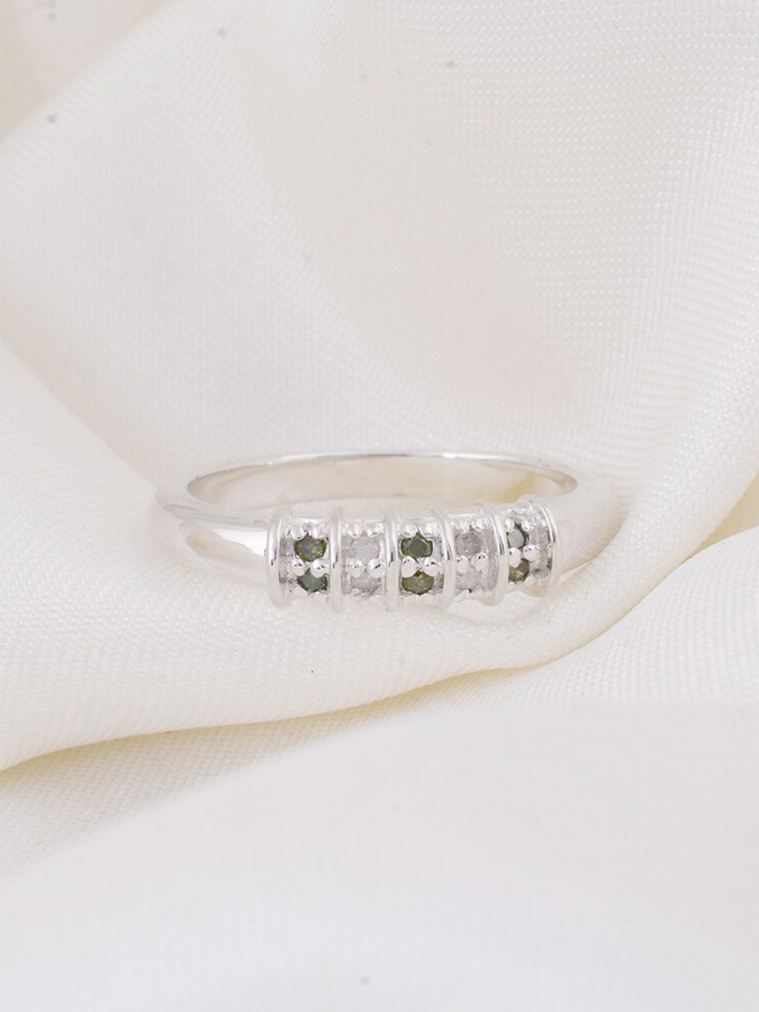 

HIFLYER JEWELS 925 Sterling Silver Stone Studded Finger Ring, Green