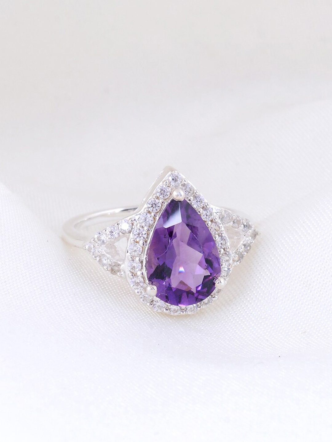 

HIFLYER JEWELS 925 Sterling Silver Amethyst Stone Studded Ring