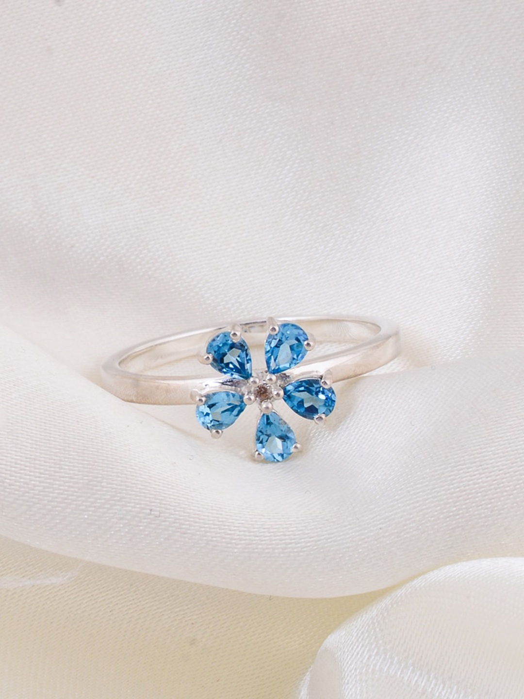 

HIFLYER JEWELS 925 Sterling Silver Amethyst Studded Finger Ring, Blue