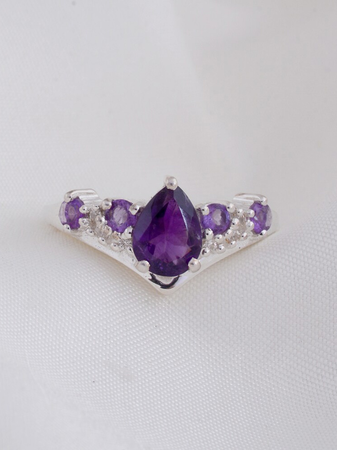 

HIFLYER JEWELS 925 Sterling Silver Stone Studded Finger Ring, Purple