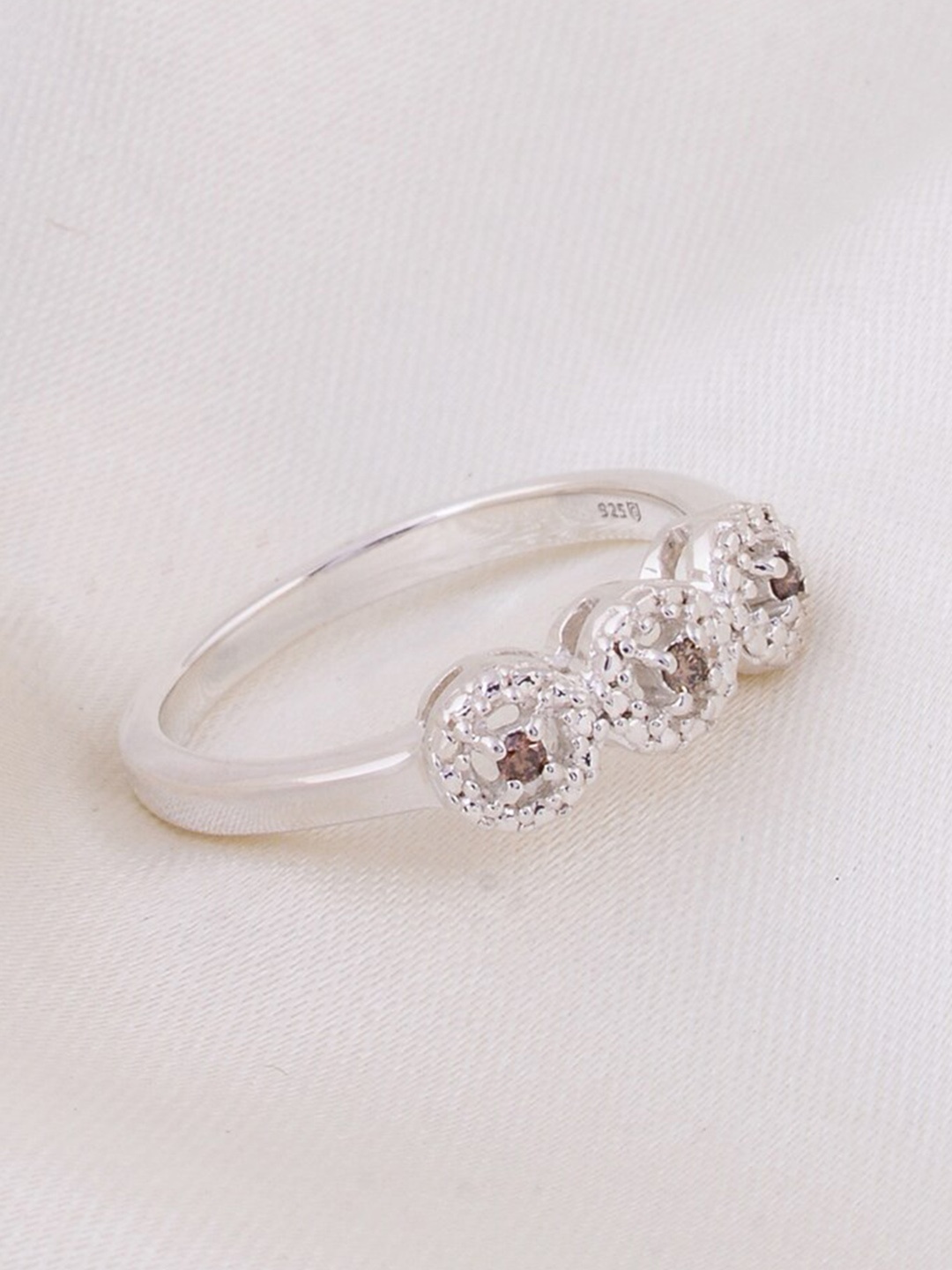 

HIFLYER JEWELS 92.5 Sterling Silver Stone Studded Finger Ring, Brown