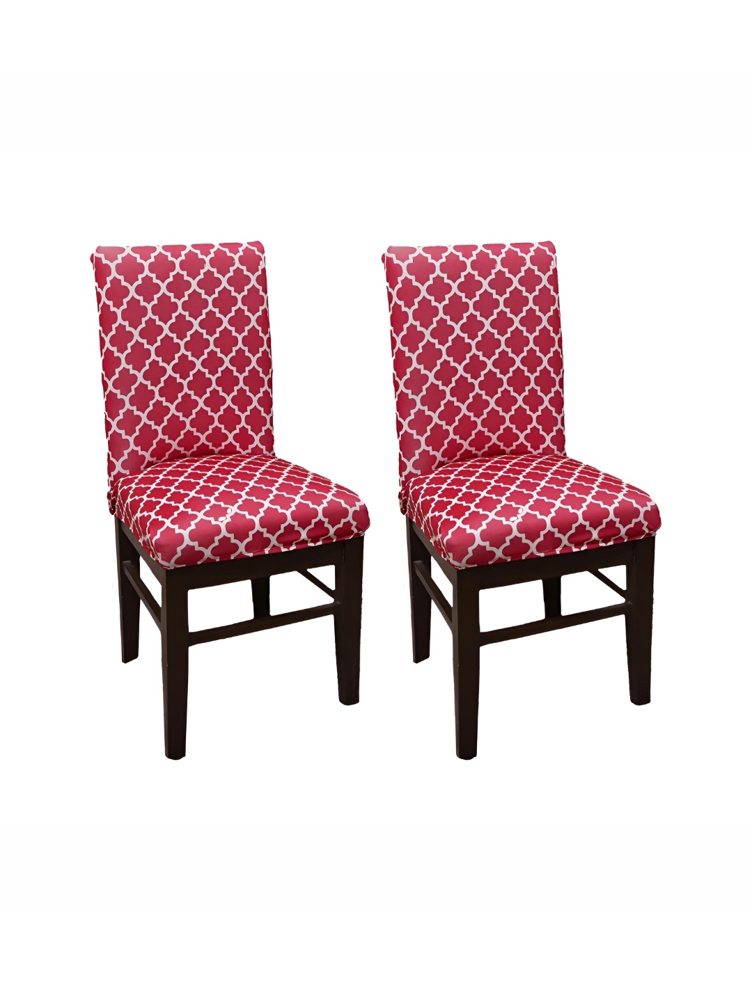 

Eleganta Red & White 2 Pieces Printed Stretchable Chair Covers