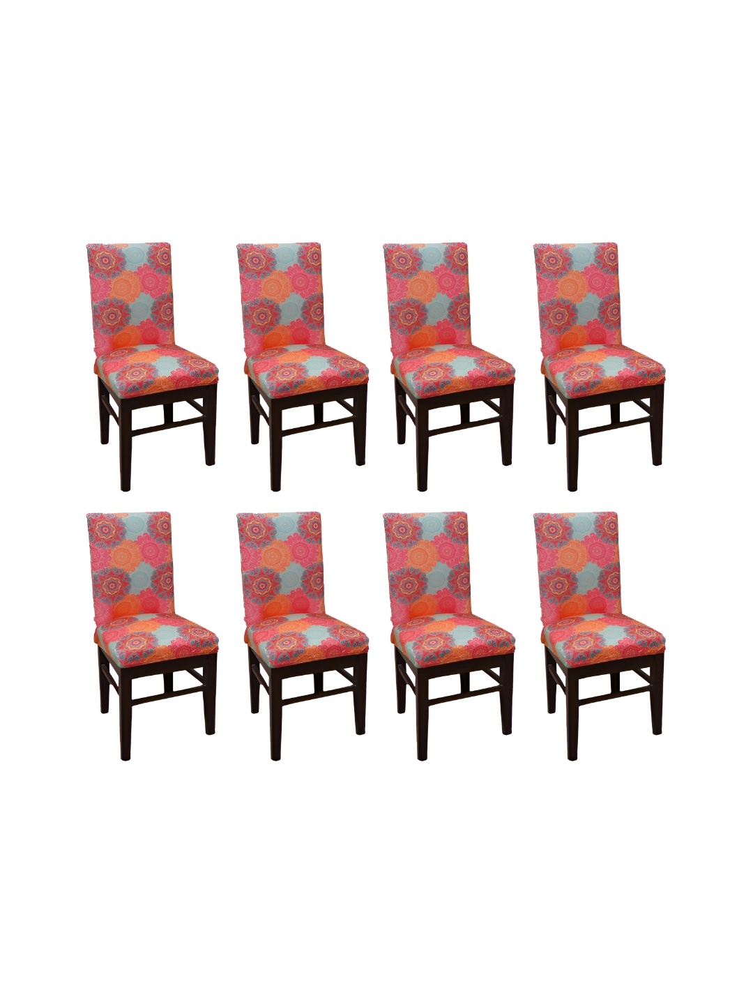 

Eleganta Orange & Blue 8 Pieces Printed Stretchable Chair Covers