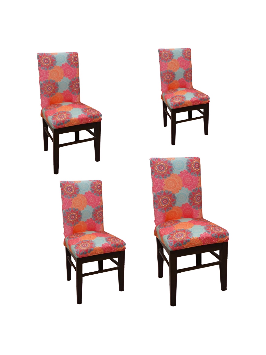 

Eleganta Orange & Blue 4 Pieces Printed Stretchable Chair Covers