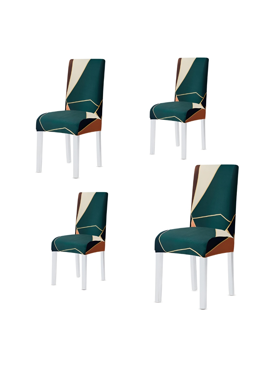

Eleganta Green & Beige 4 Pieces Printed Stretchable Chair Covers