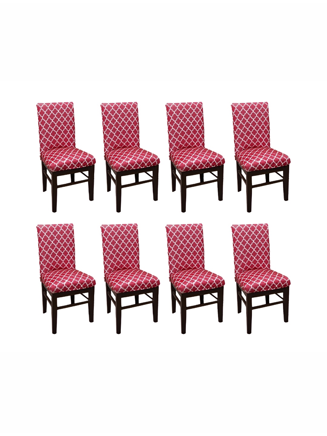 

Eleganta Red & White 10 Pieces Printed Stretchable Chair Covers