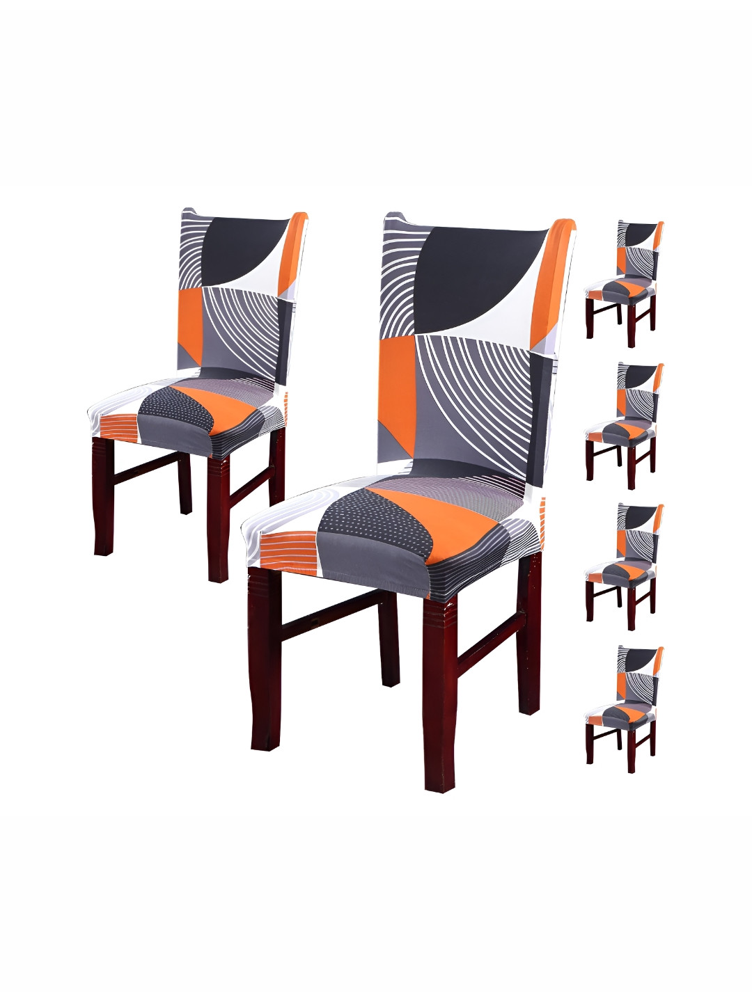 

Eleganta Grey & White 8 Pieces Printed Stretchable Chair Covers