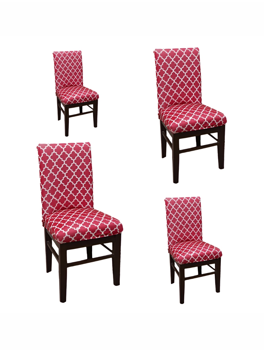 

Eleganta Red & White 4 Pieces Printed Stretchable Chair Covers