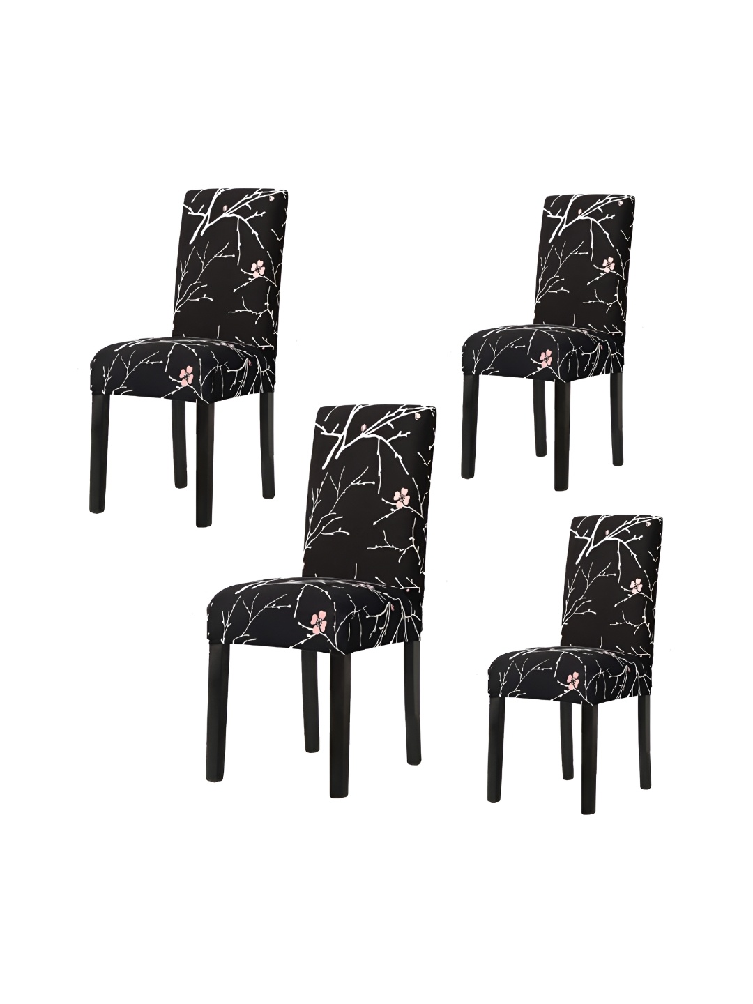 

Eleganta Black 4 Pieces Abstract Printed Chair Cover