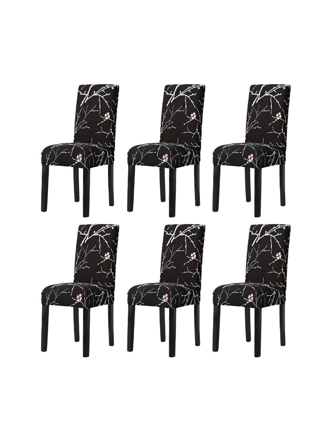 

Eleganta Black Printed 6 Pieces Stretchable Chair Cover