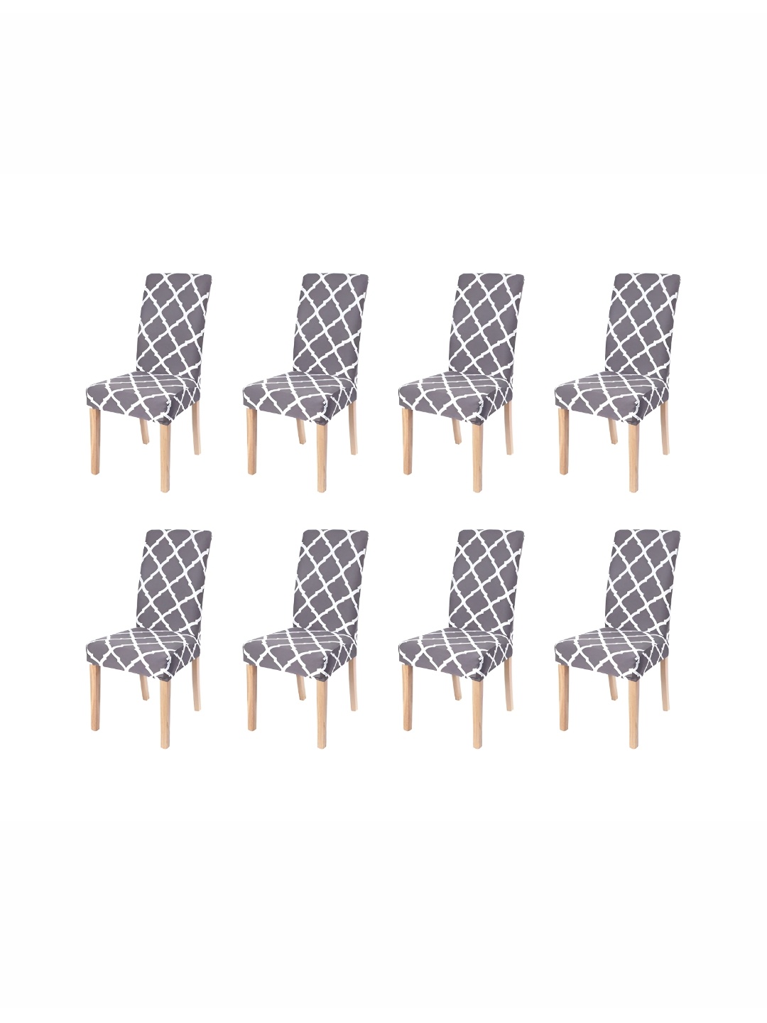 

Eleganta 8 Pieces Grey & White Abstract Printed Chair Cover