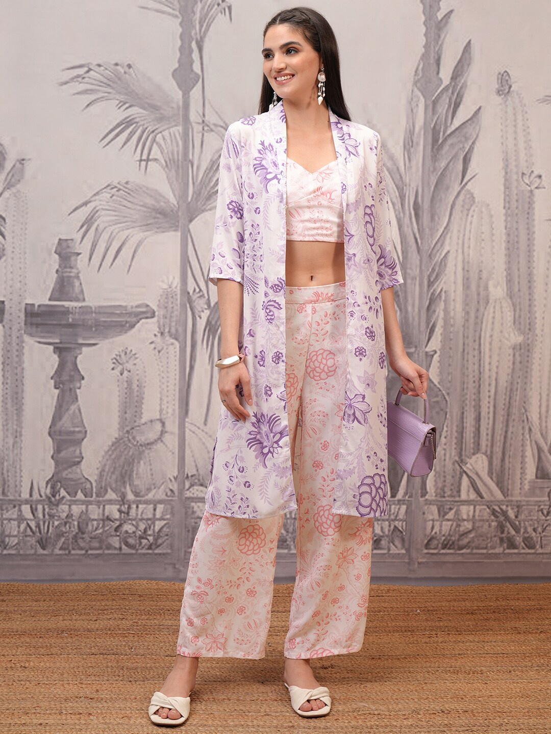 

Vishudh Floral Printed Maxi Dress, Lavender