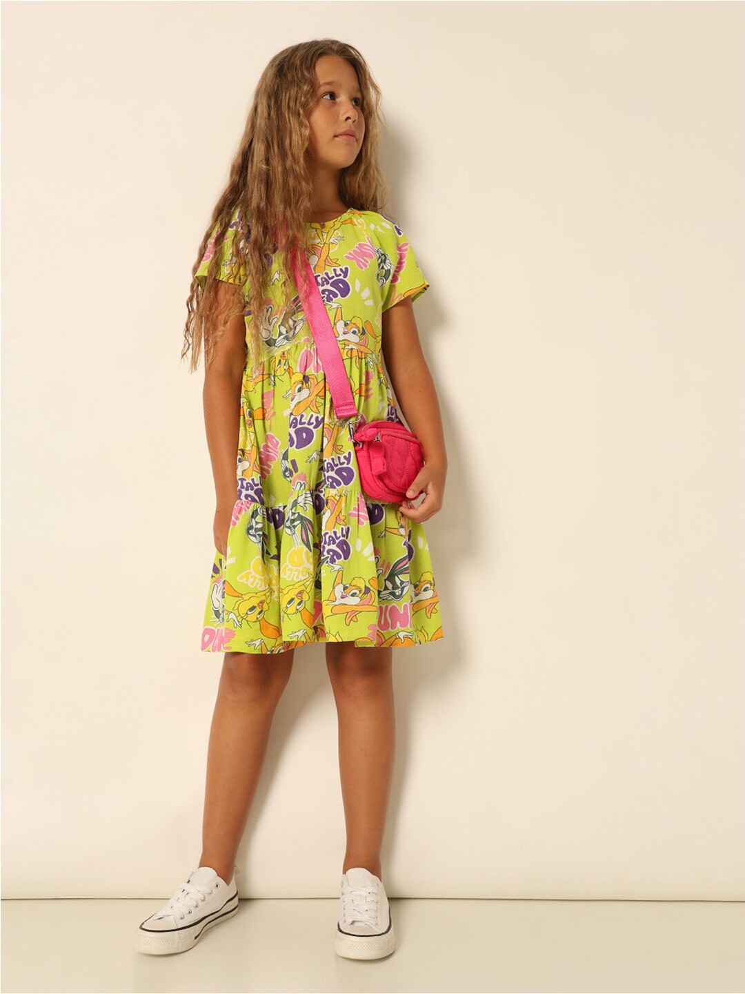 

Vero Moda Girls Conversational Print A-Line Dress, Green