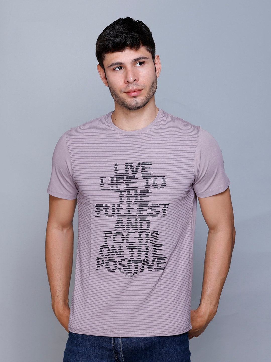 

Fort Collins Typography Printed Round Neck Cotton T-shirt, Purple